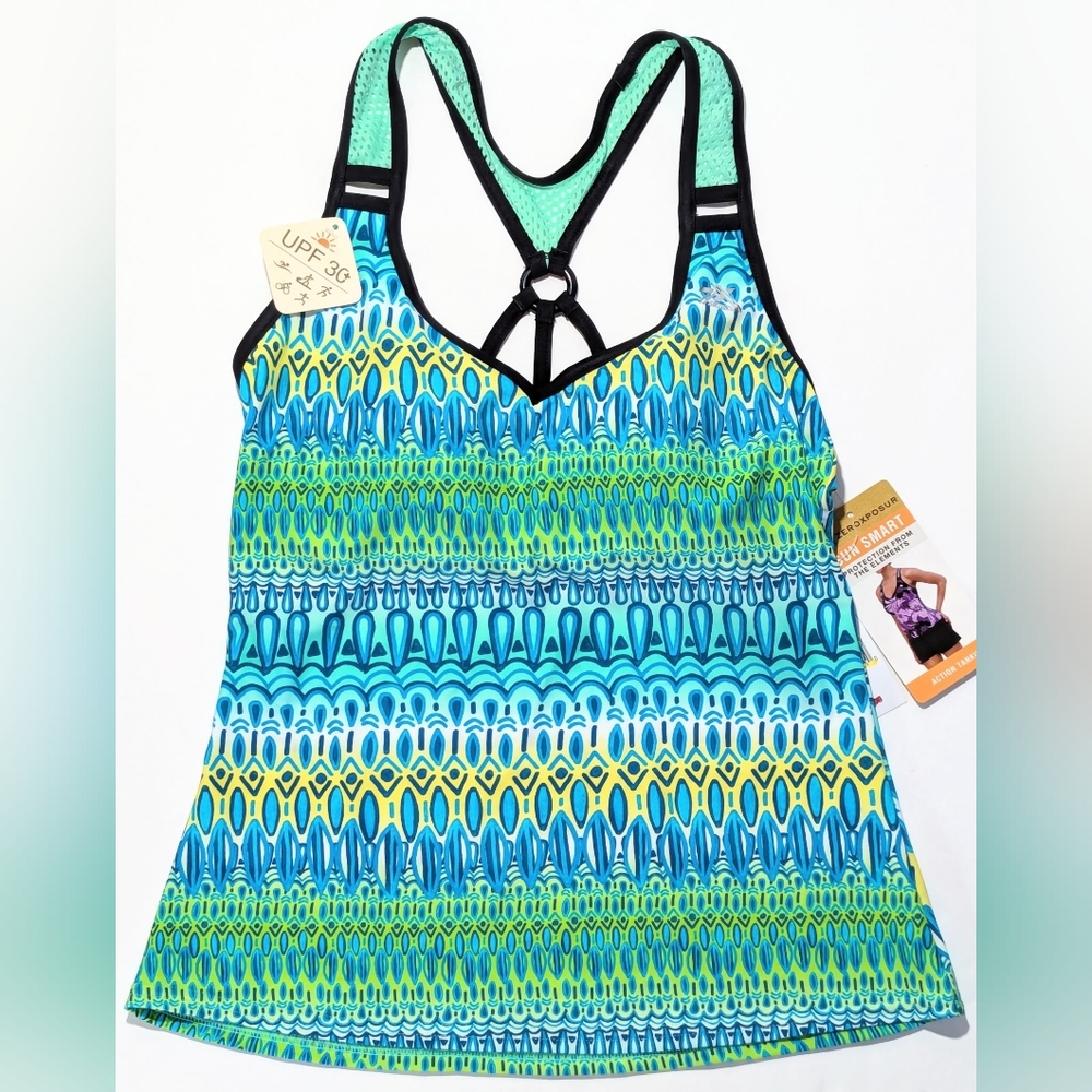 NWT Zeroxposure Sun Smart Action Tankini Top, Women's Size XS, UPF 30+ Quick Dry